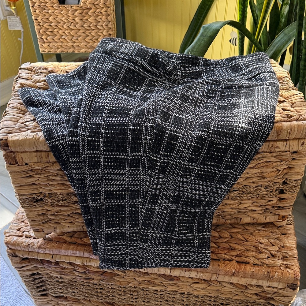 Black and White Tweed Elastic Waist Trouser